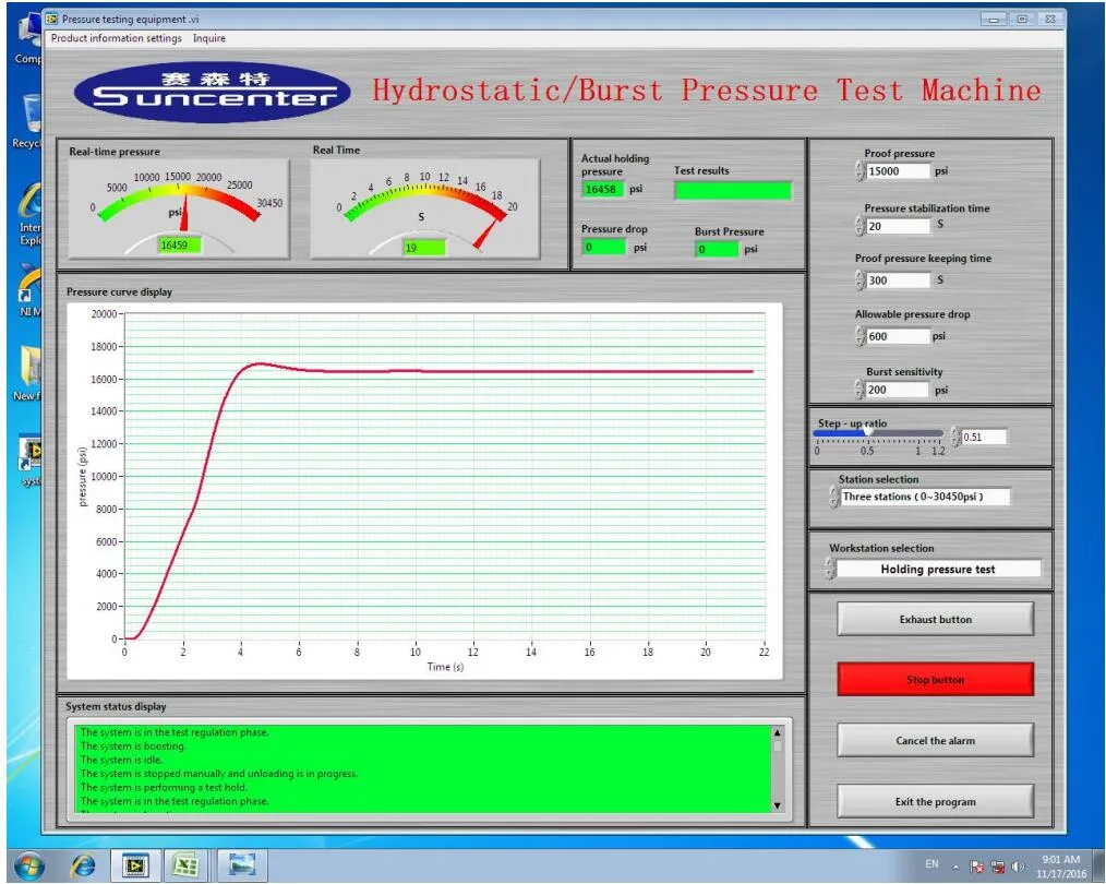 Suncenter Computer Control Tube Hose Gauges Hydraulic Burst Pressure Tester