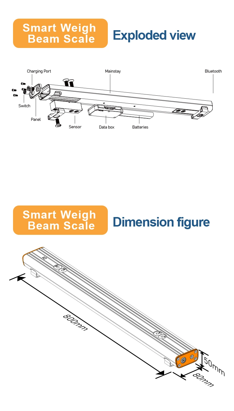 Bluetooth Portable Electric Beam Weighing Scale Digital Weighbridge with Mobilephone APP Print Forklift Truck Scale Logistics Scale 3ton Precision 0.1%